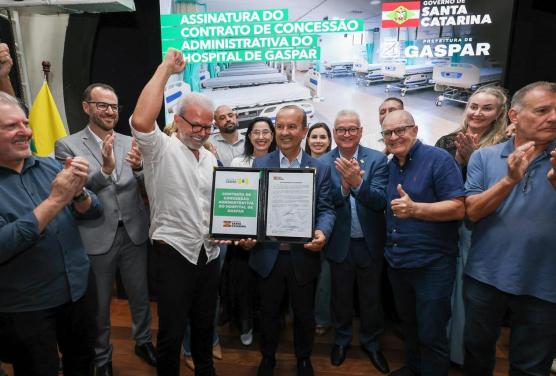 Governo do Estado, Prefeitura de Gaspar e Hospital Santo Antônio assinam contrato para a concessão administrativa de unidade hospitalar de Gaspar