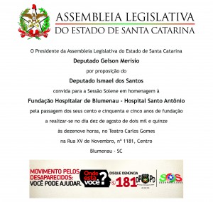 14. 10 08 15 HOMENAGEM AO HOSPITAL SANTO ANTÔNIO - BLUMENAU